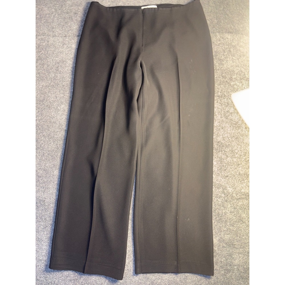 Joseph Ribkoff Ankle Pants Womens Size 14 Black Solid Stretch Wide Leg Zip Front